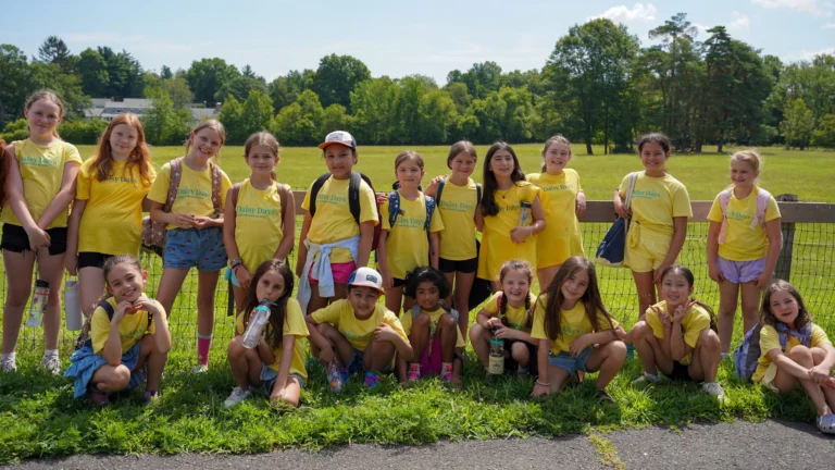 group photo of elementary school girls at a summer day camp in Connecticut
